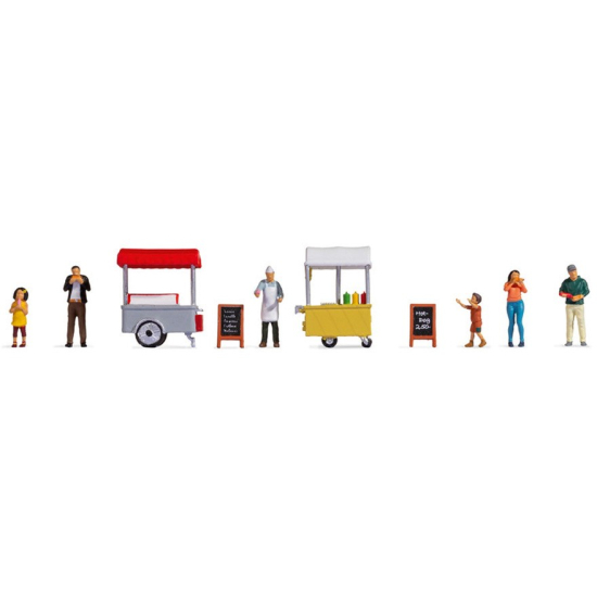 NOCH 16229 , Zestaw figurek tematycznych „wózek z lodami i hot dogami” , skala H0